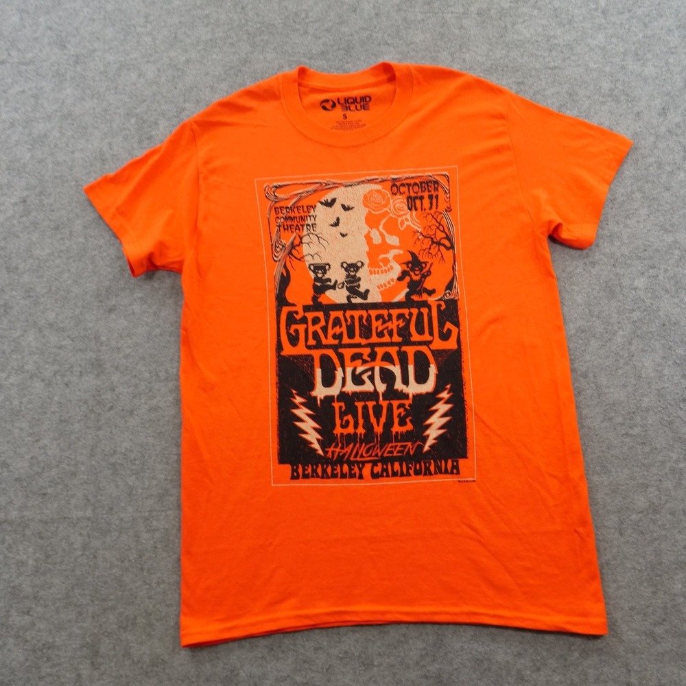 Grateful Dead Liquid Blue Shirt Mens Small Orange Halloween Concert T-Shirt Rock